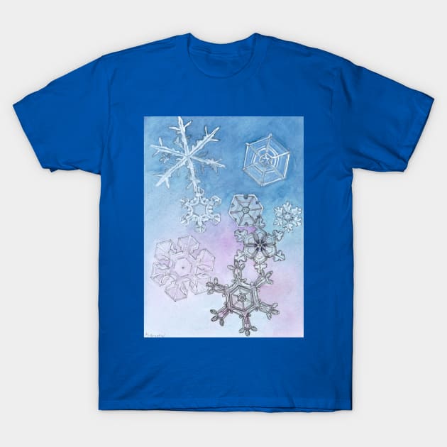 Snowflakes Watercolor T-Shirt by mernstw